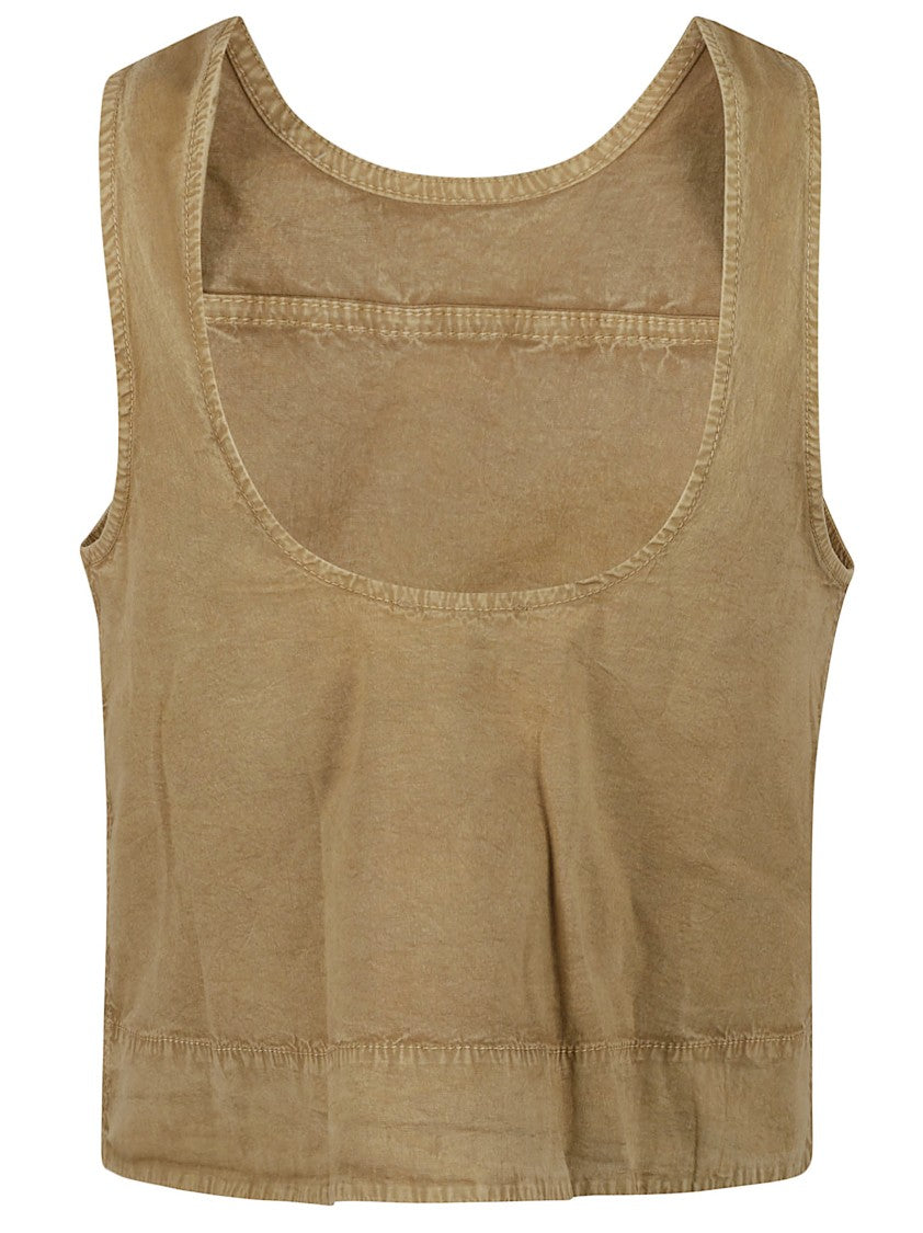 Ganni Relaxed-Fit Sleeveless Top With Cropped Hem