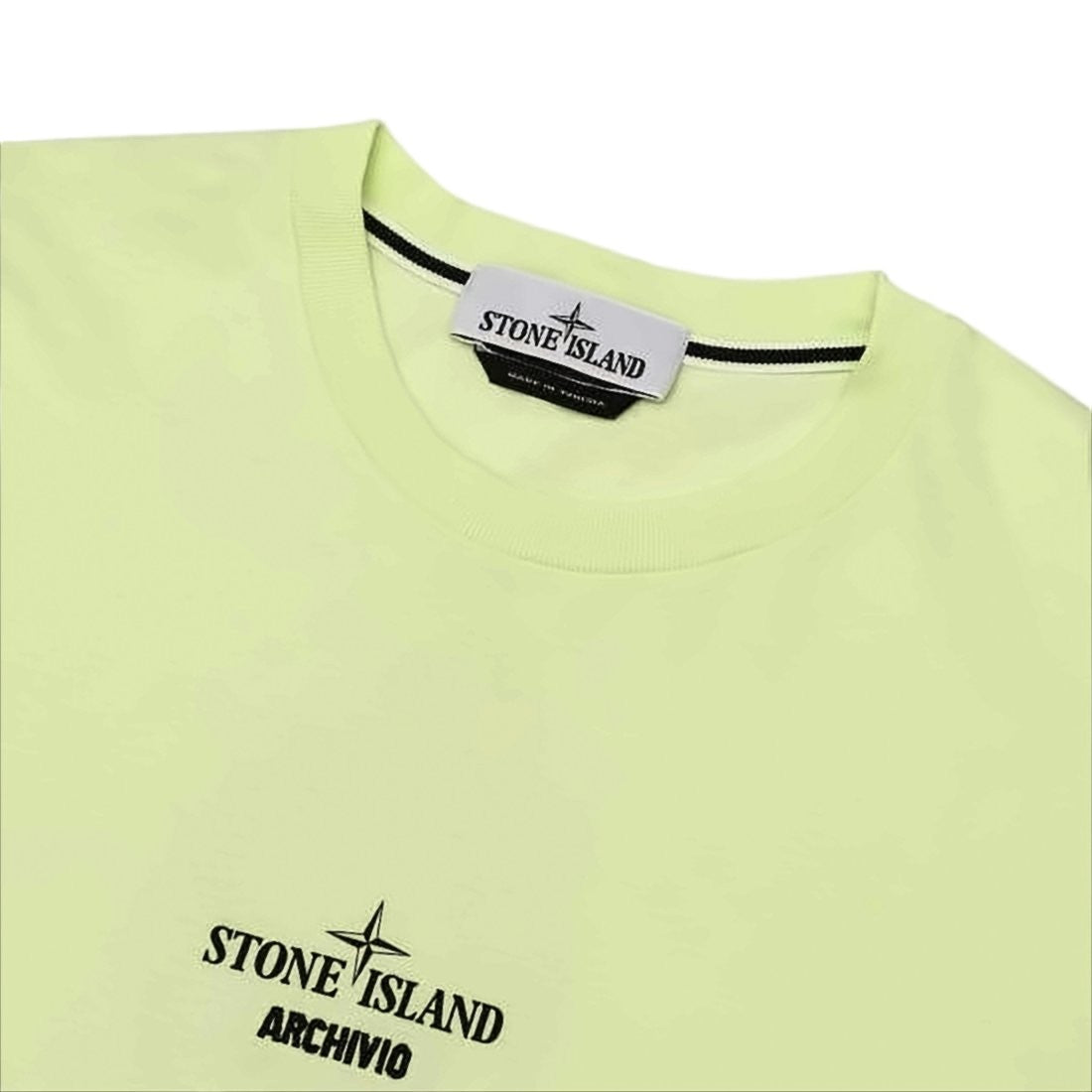 Stone Island Pastel Yellow Cotton Short-Sleeve T-Shirt With Logo