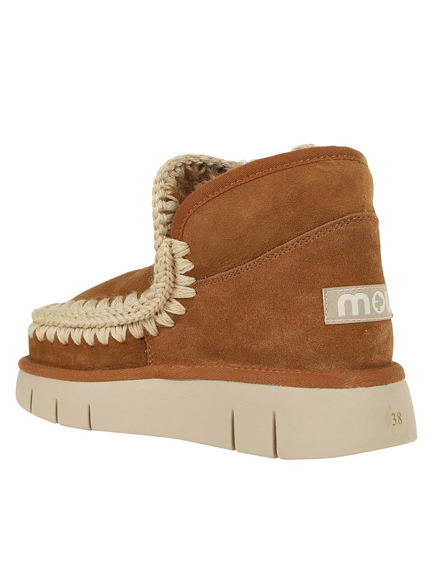Mou Brown Sheep Skin Ankle Boots