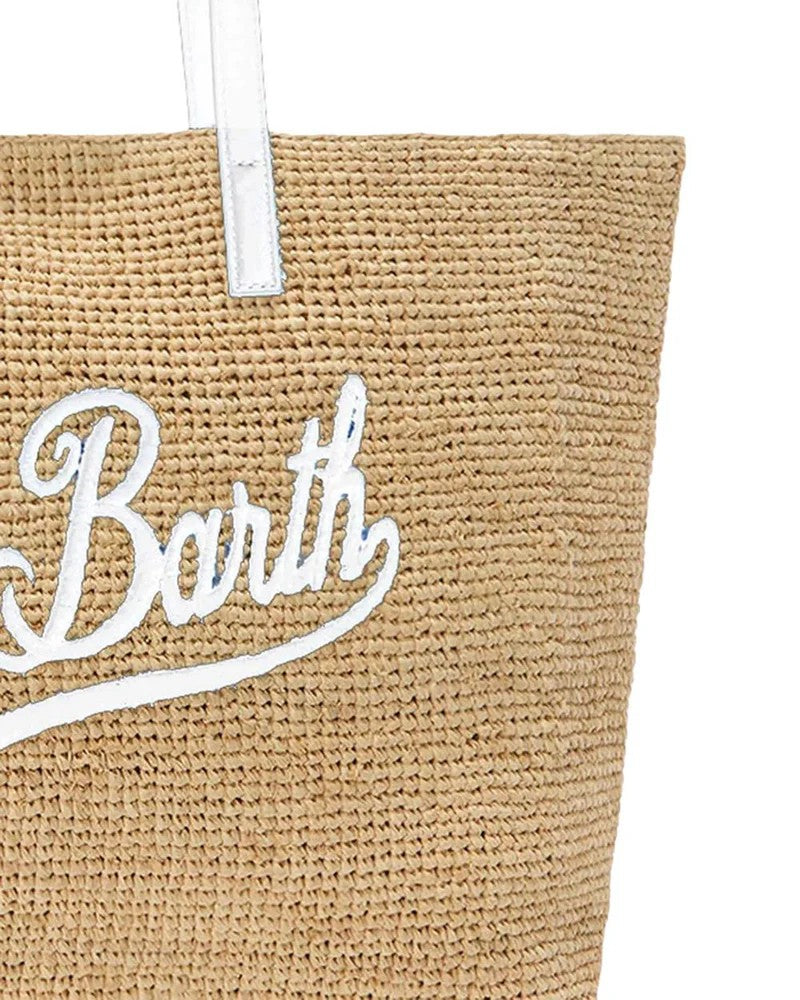 Mc2 Saint Barth Woven Tote Bag With Prominent Script Logo