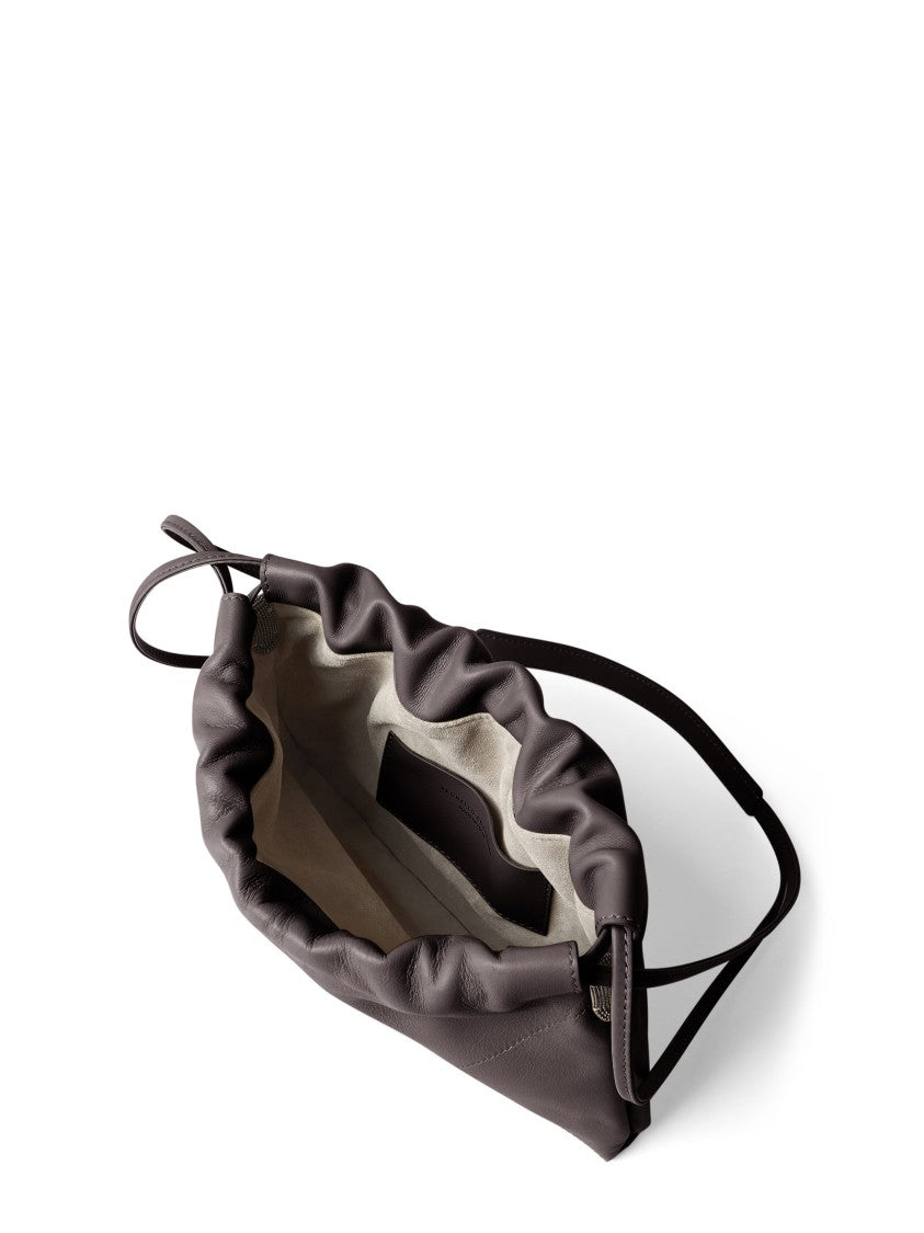 Brunello Cucinelli Gathered Brown Leather Bag