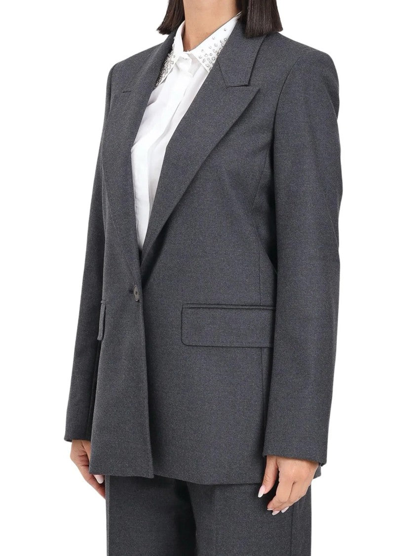Max Mara Grey Virgin Wool-Blend Structured Blazer