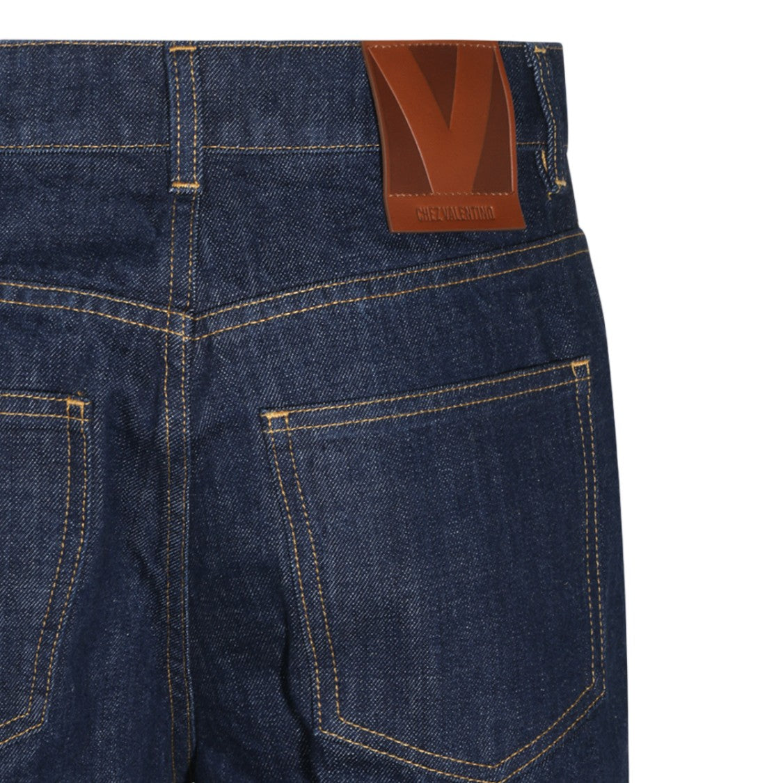Valentino High-Waisted Dark Indigo Denim Jeans With Contrast Stitching