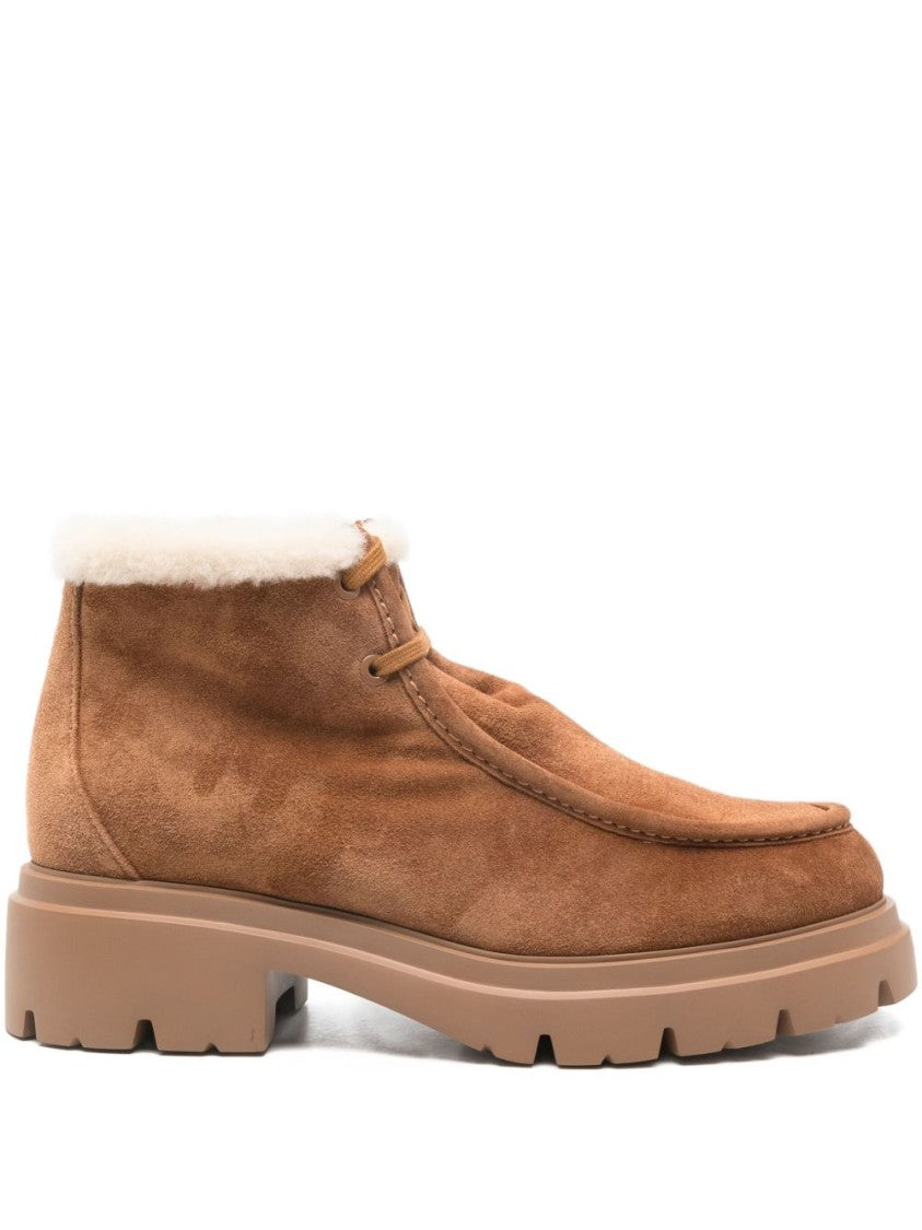 Stuart Weitzman Moccasin-Style Ankle Boot In Soft Chestnut Suede