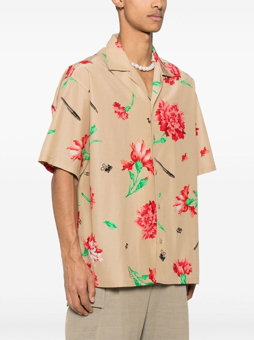 Moschino Sand Beige Camp Collar Shirt
