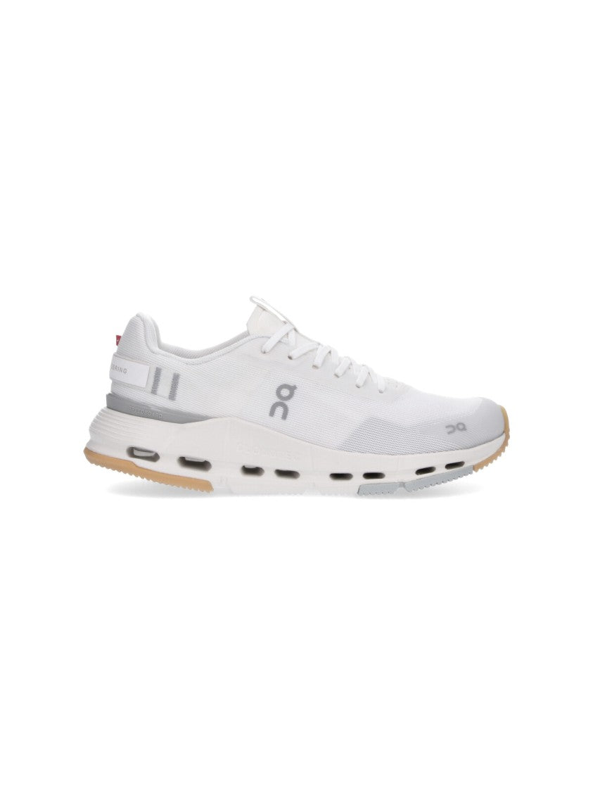 On White Flexible Design Gum Sole Sneakers