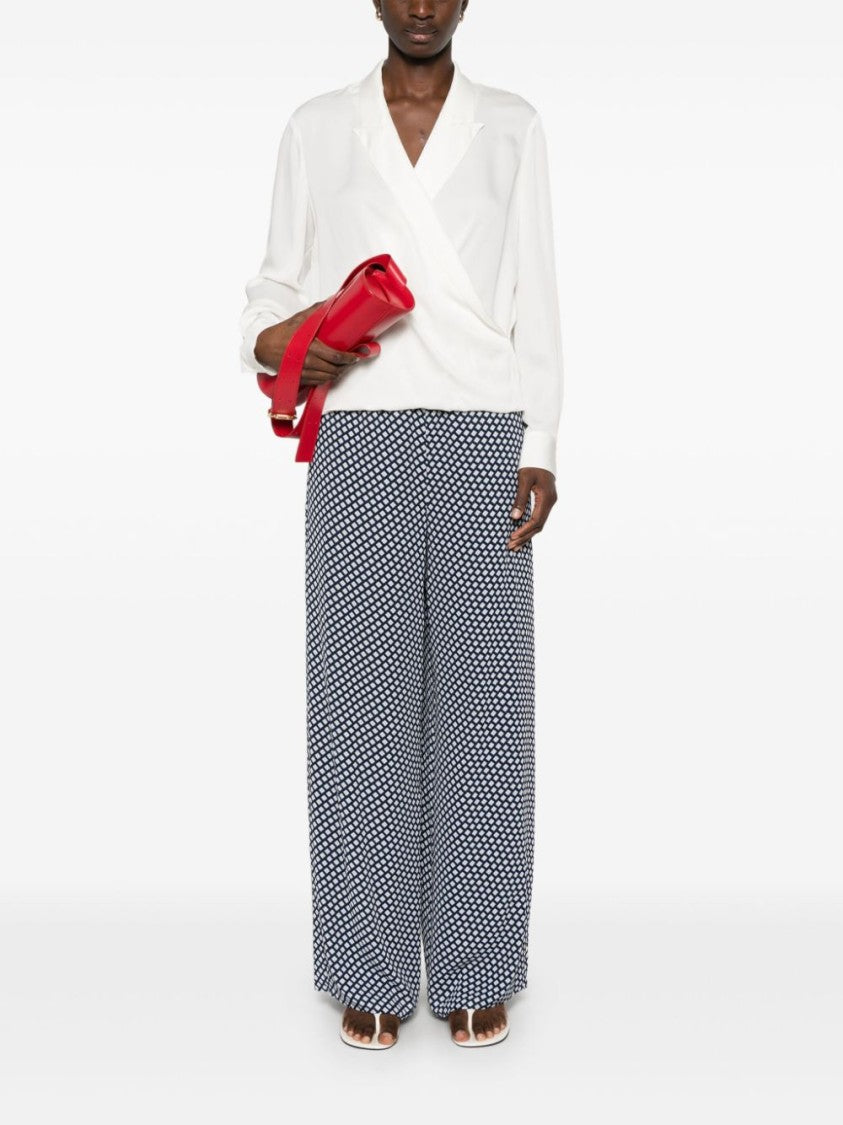 Theory White Silk Shirt With Crossover Neckline