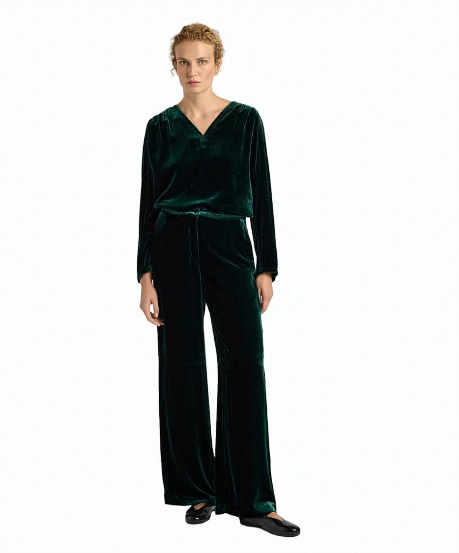 Momonì Viscose-Silk Velvet Wide-Leg Palazzo Pants