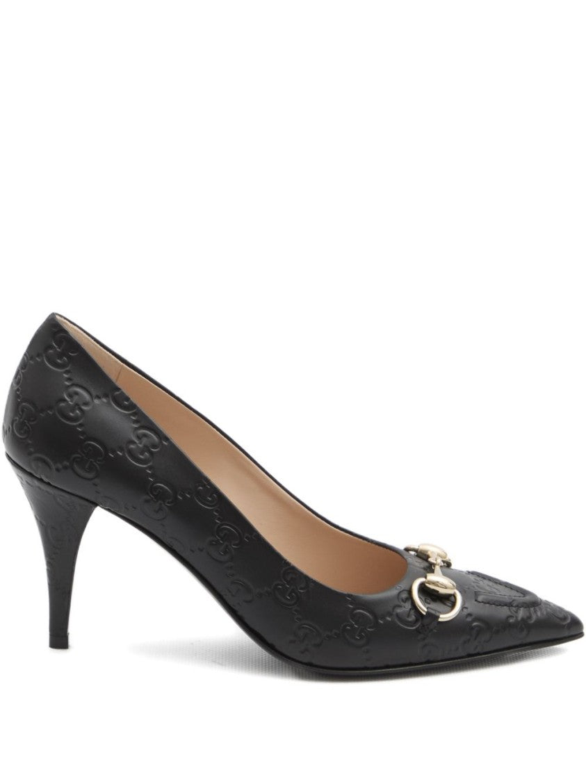 Gucci Pointed-Toe Pumps With Embossed Leather