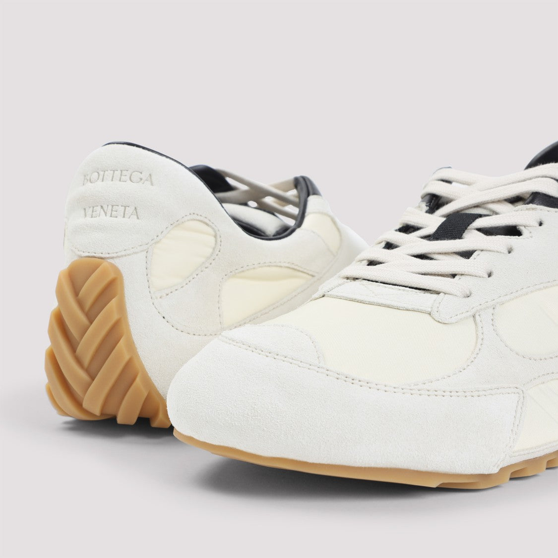 Bottega Veneta Sea Salt White Suede Leather Flash Orbit Sneakers