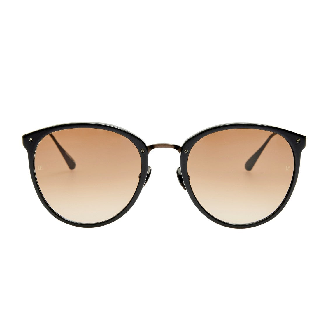Linda Farrow Rounded Titanium Sunglasses With Gradient Brown Lenses