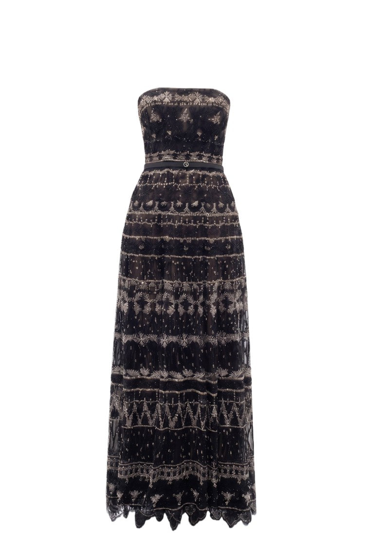 Saiid Kobeisy Strapless Beaded Tulle Dress