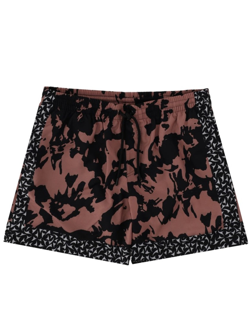 Dries Van Noten Abstract Floral Polyamide Geometric Trim Swim Shorts