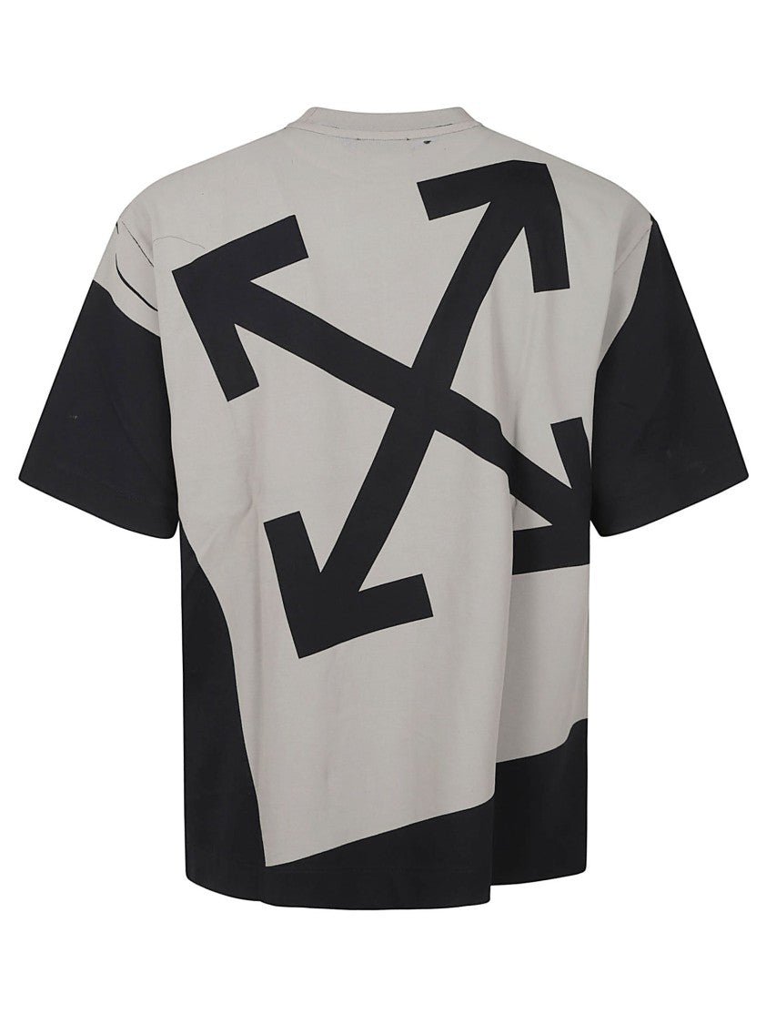 Off-White Boxy Cropped T-Shirt With Oversized Graphic Back