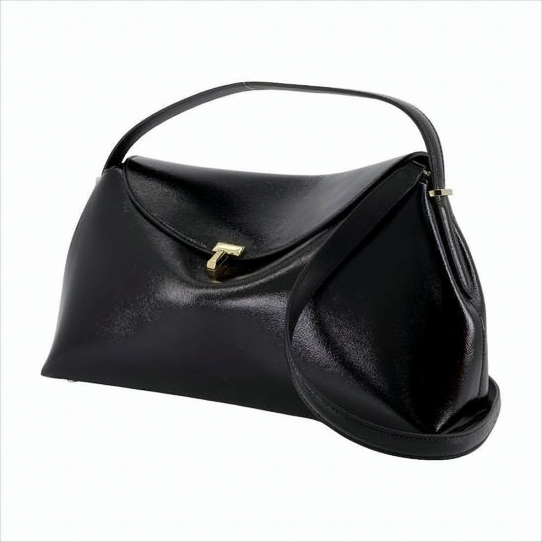 Totême Structured Black Leather Tote Bag With Minimalist Design