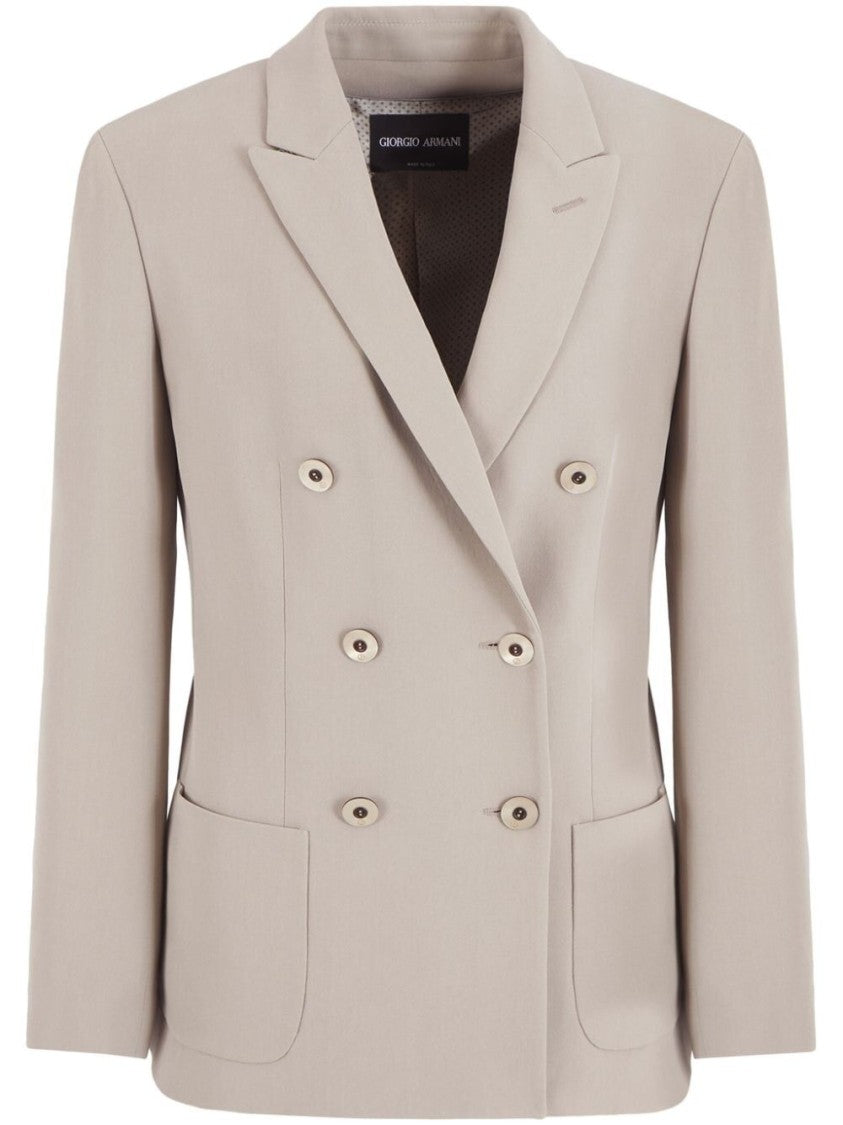 Giorgio Armani Double-Breasted Silk Blazer With Tailored Silhouette