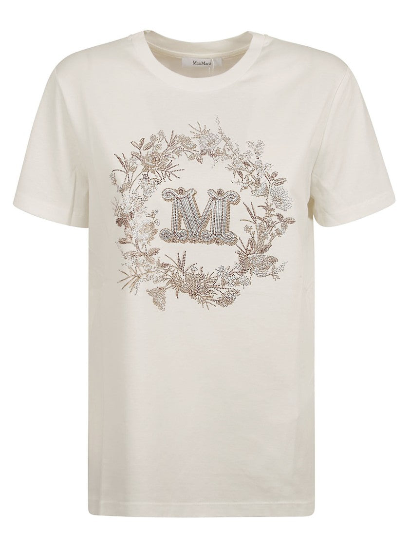 Max Mara Floral Design White T-Shirt By Max Mara