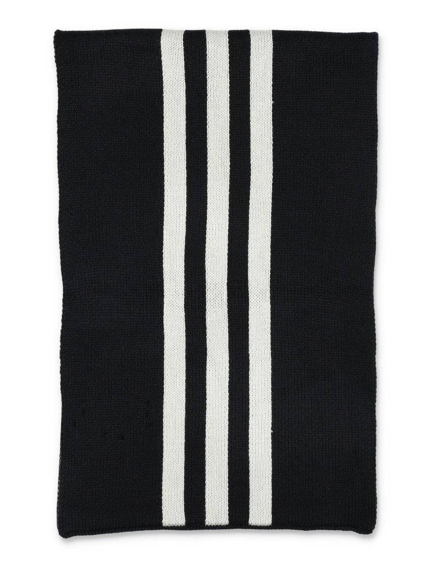 Y-3 Reversible Black Scarf With Iconic Three-Stripe Design