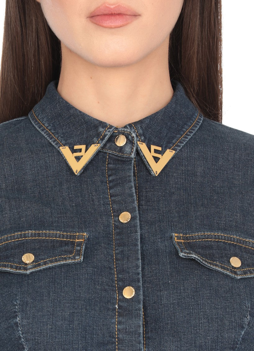 Elisabetta Franchi Blue Cropped Jeans Jacket