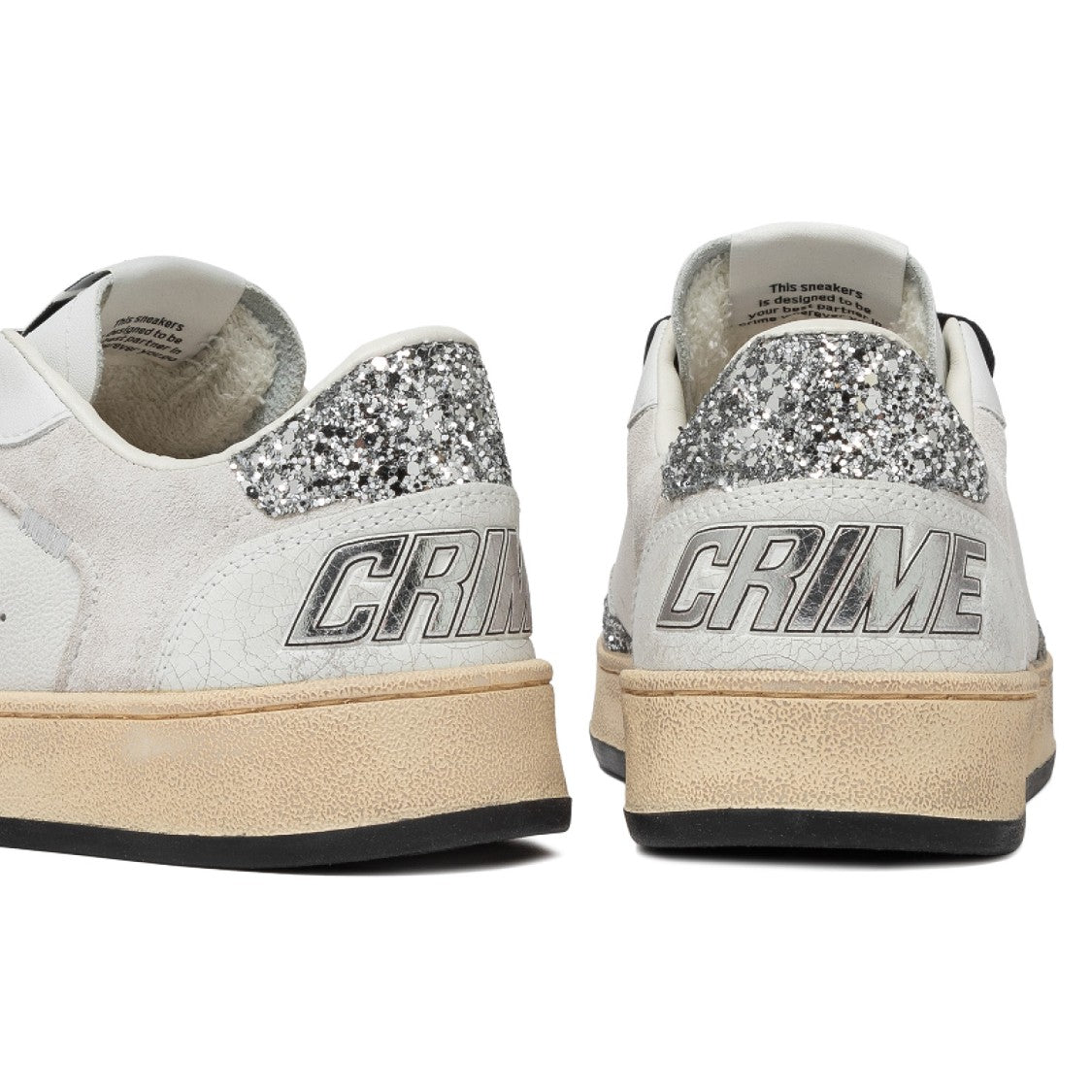 Crime London Perforated White Leather Sneakers
