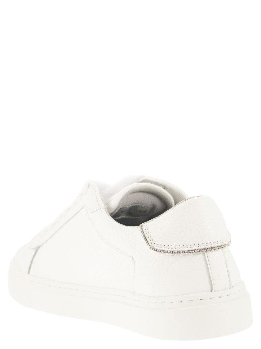 Fabiana Filippi Lace-Up Leather Sneakers With Shiny Accents