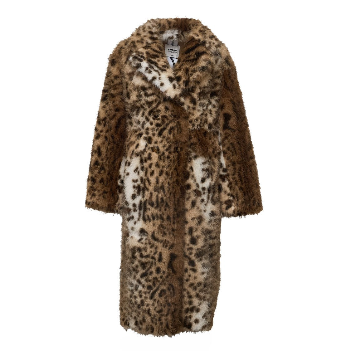 Sword Leopard Print Oversized Faux Fur Coat