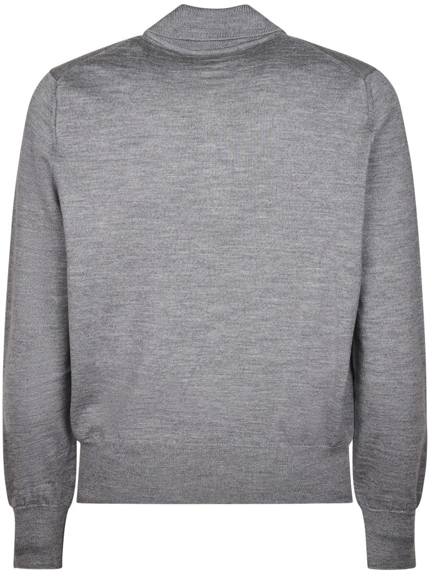 Ami Paris Finely Knit Polo Sweater With Contrasted Emblem