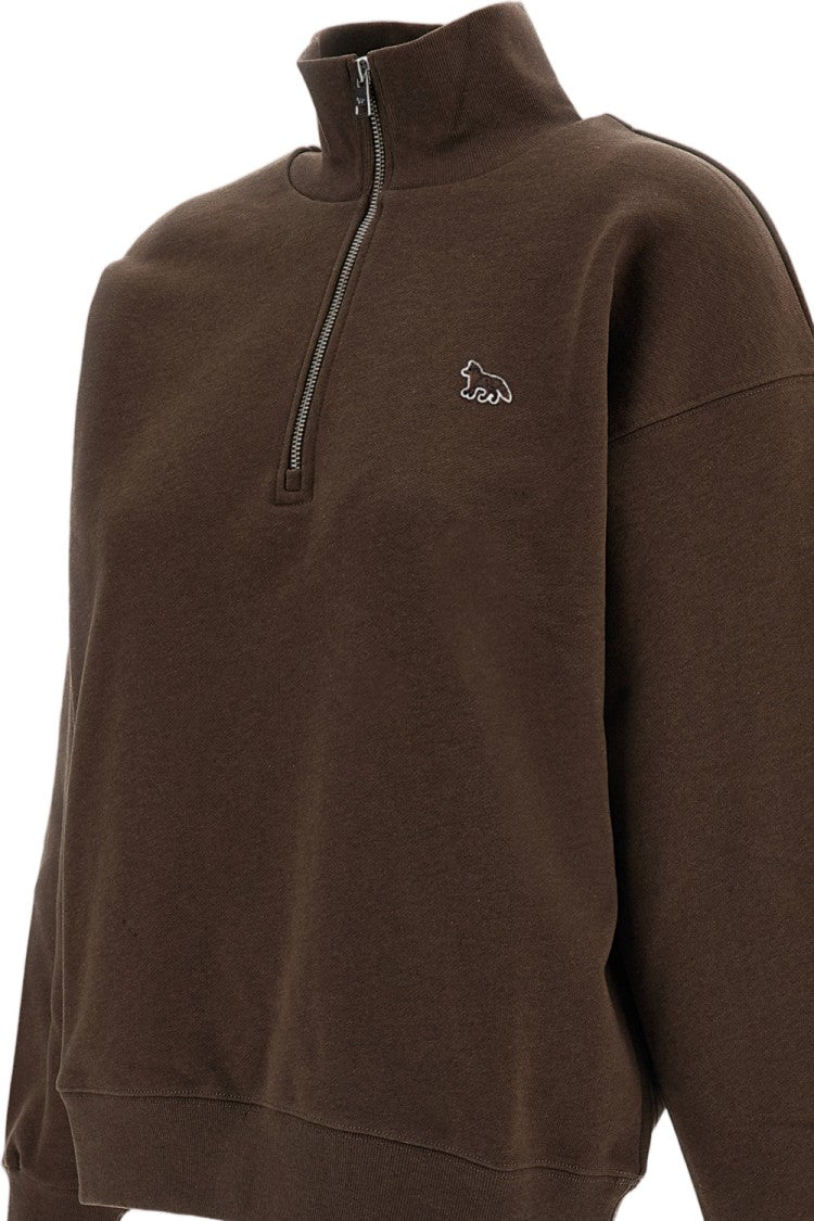 Maison Kitsuné Brown Baby Fox Cotton Half-Zip Sweatshirt