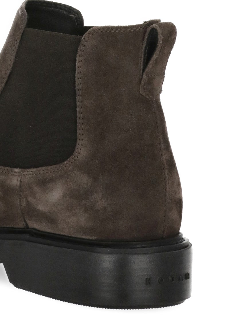 Hogan Brown Suede Slip-On Boots