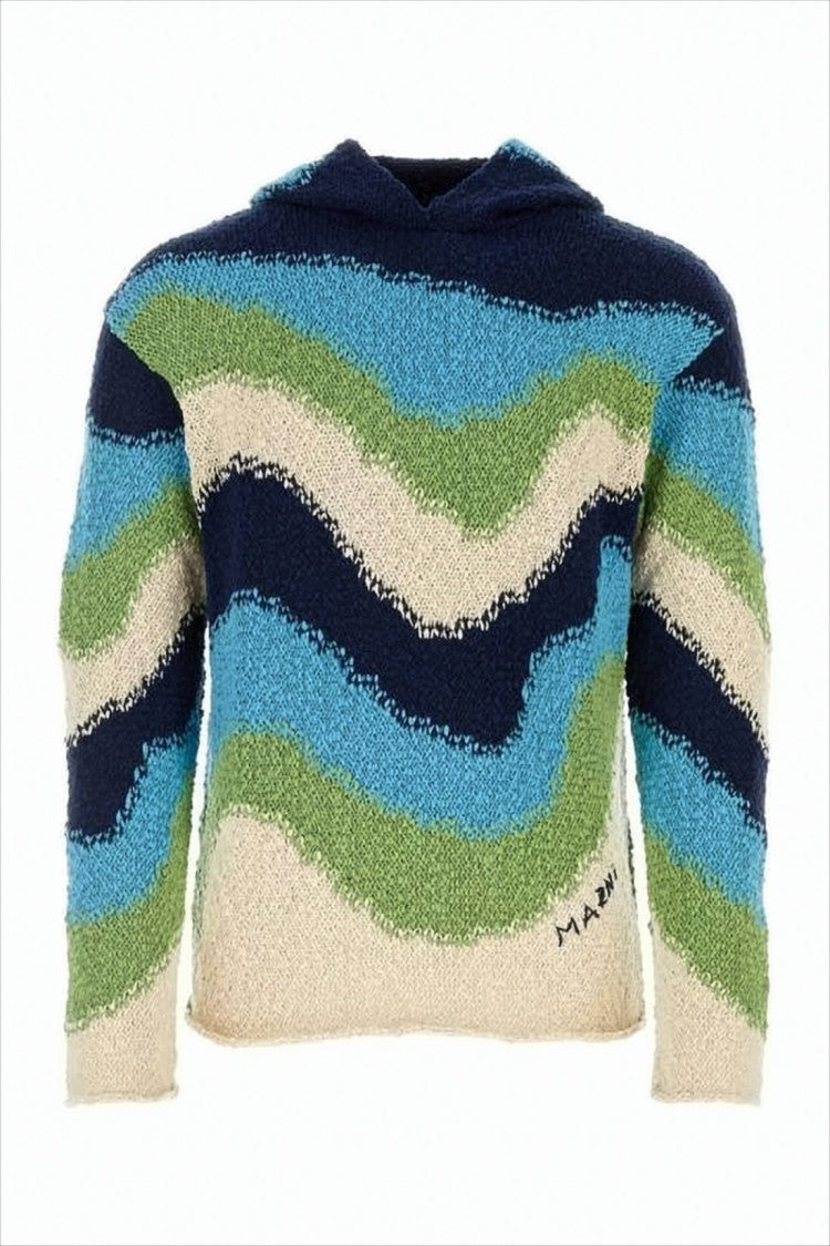Marni Multicolor Textured Knit Sweater With Hood