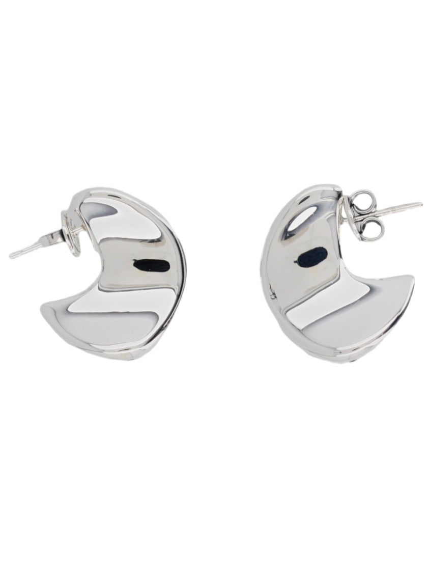 Bottega Veneta Small Curved Disc Earrings In Sterling Silver