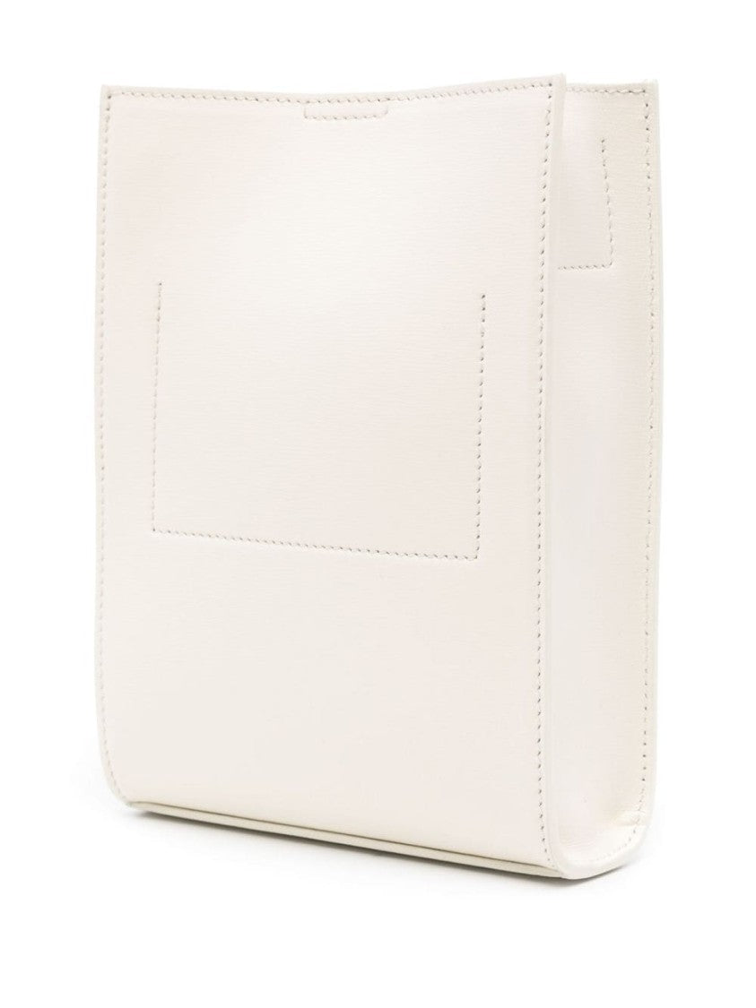 Jil Sander White Calf Leather Handbag With Braided Strap And Knot Detailing