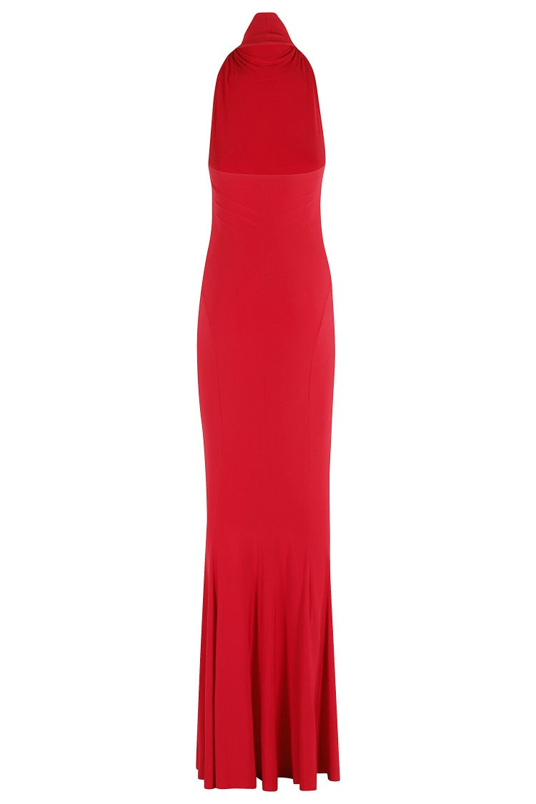 Norma Kamali Halter Turtle Fishtail Gown