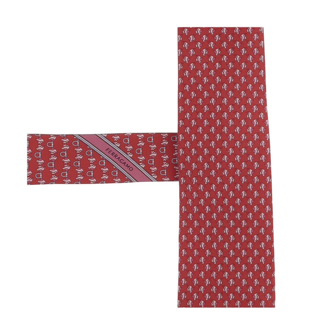 Salvatore Ferragamo Red Patterned Silk Tie