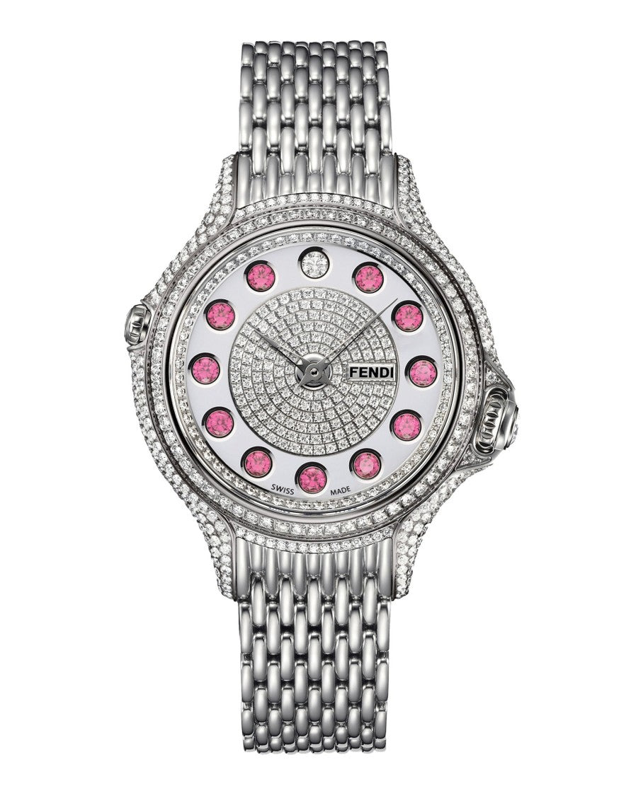 Fendi Crystal-Encrusted Round Dial Fendi Watch