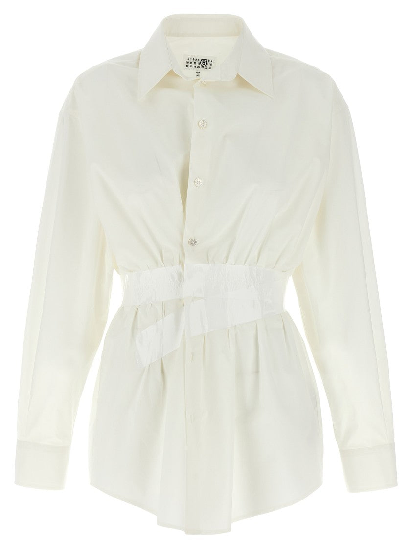 Mm6 By Maison Margiela Tailored Cotton Poplin Shirt With Taped Waist Detail