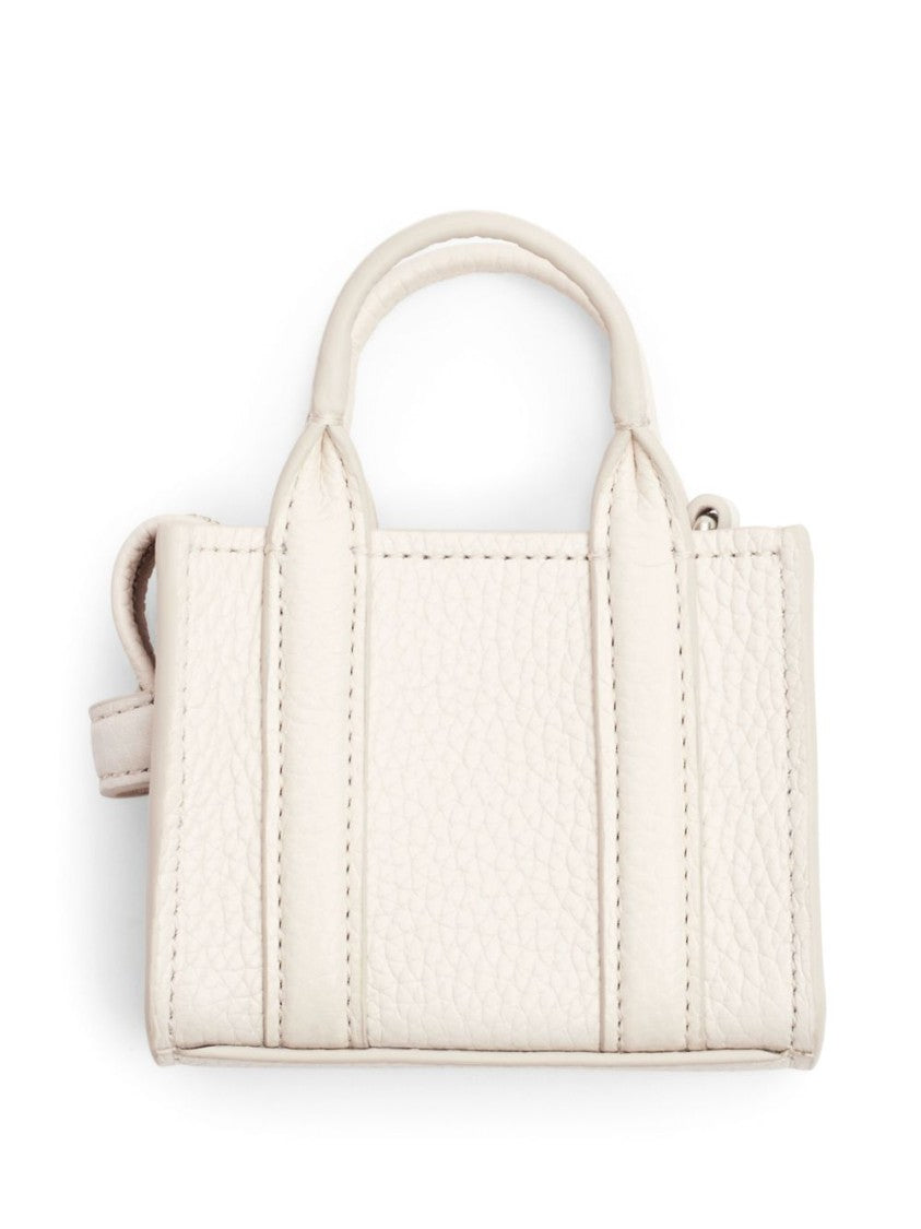 Marc Jacobs Miniature Tote Bag Charm In White Calf Leather