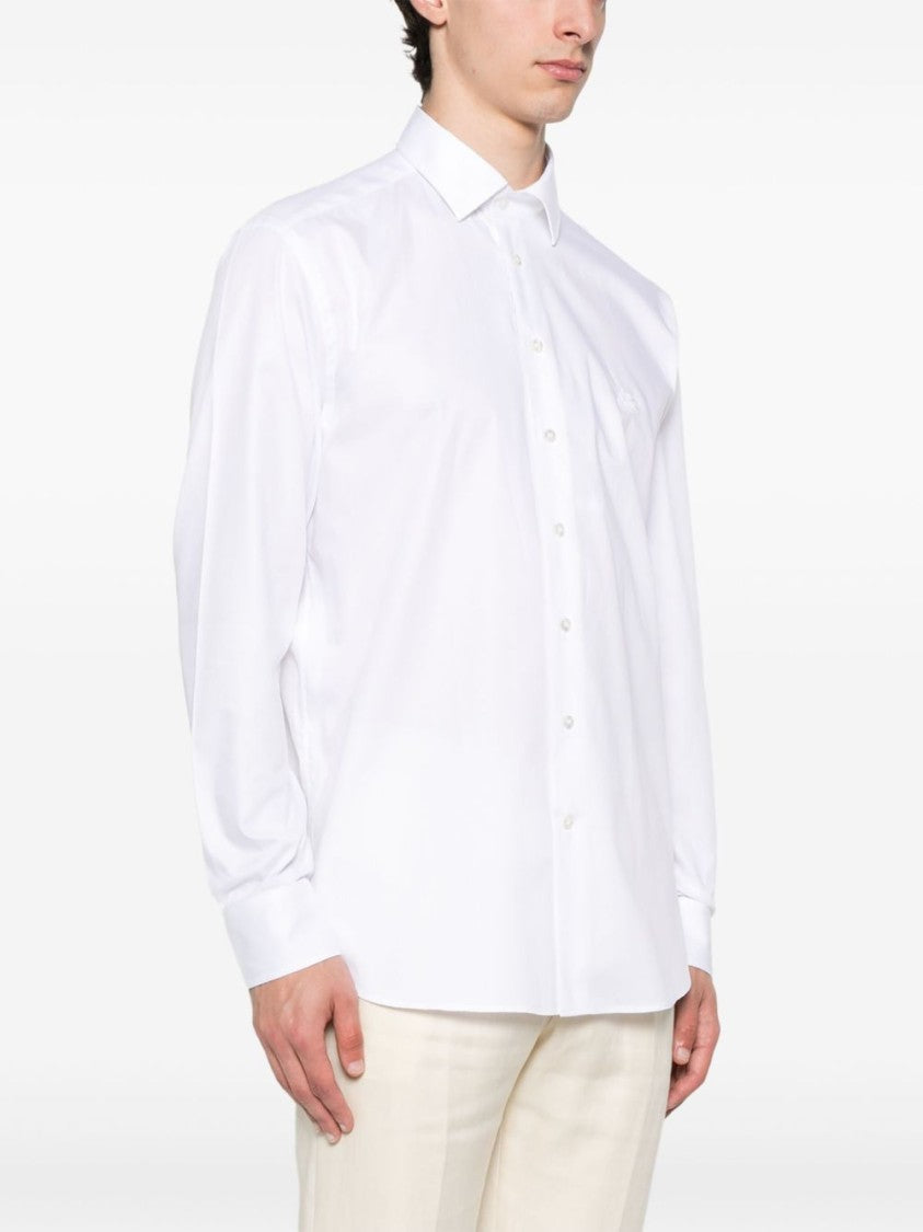 Etro Tailored Fit White Cotton Formal Shirt