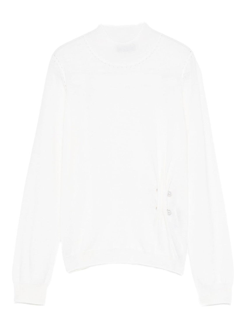 Liu Jo Long-Sleeved Virgin Wool Sweater With Subtle Embellishments