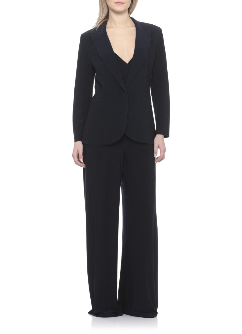 Norma Kamali Blue Velcro Peak Lapel Blazer