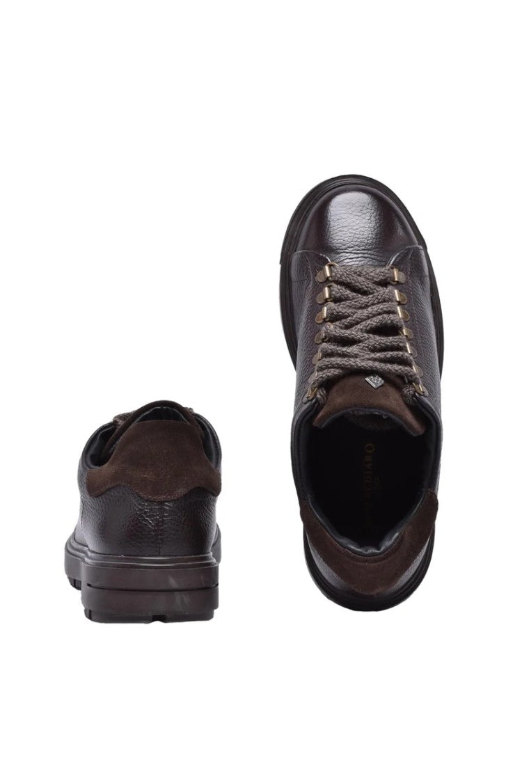 Marechiaro 1962 Brown Hammered Leather Rubber Men's Hammered Boots
