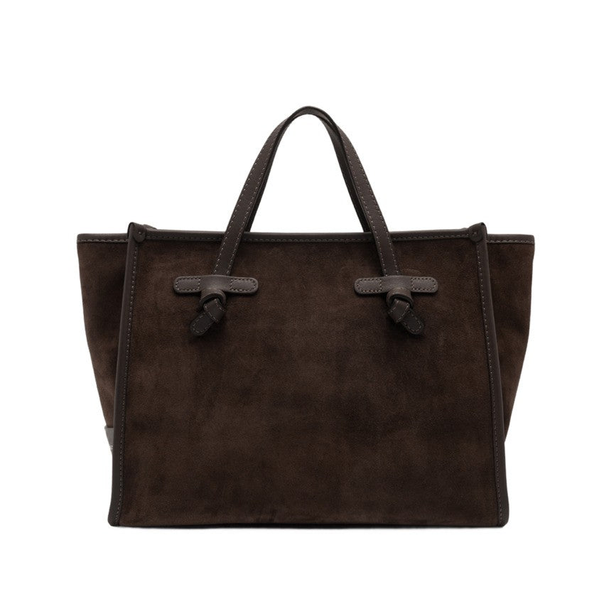 Marcella Structured Suede Handbag With Smooth Leather Accents