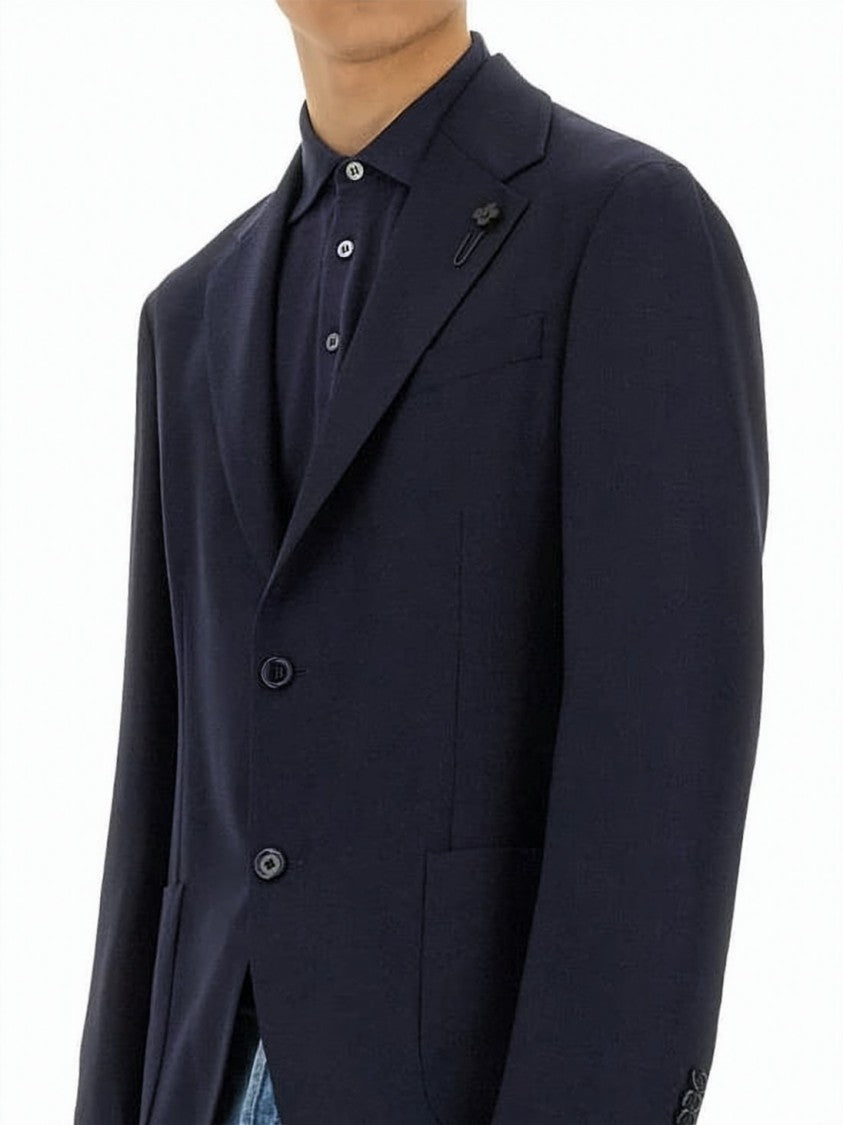 Lardini Tailored Wool Suit Jacket With Notch Lapels