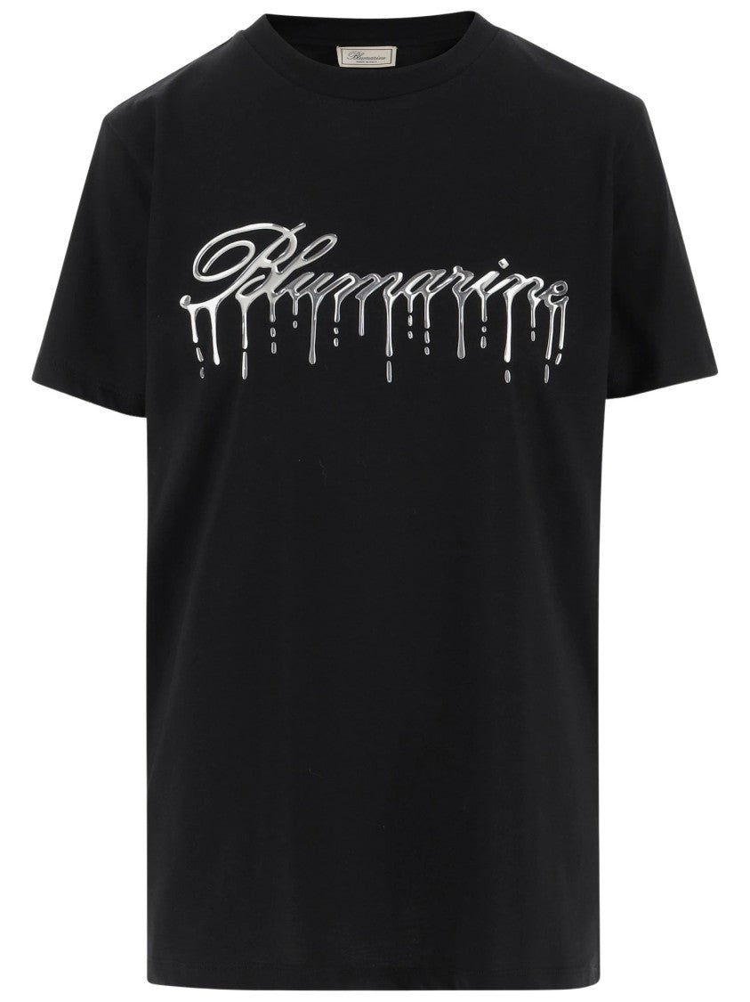 Blumarine Cotton T-Shirt With Cast-Effect Logo