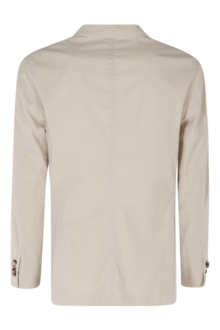 Boglioli Sand 50 K Slits Back Single-Breasted Cotton-Blend Blazer