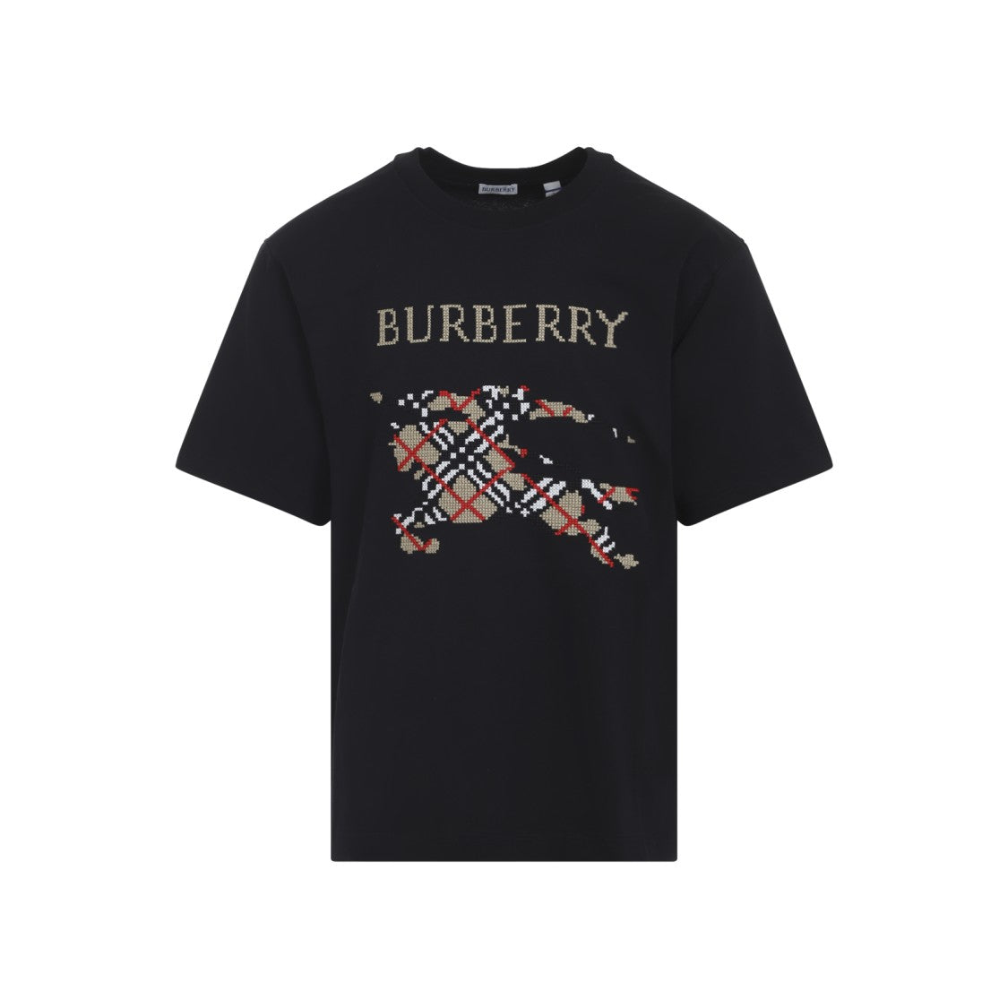 Burberry Embroidered Black T-Shirt With Animal Motif