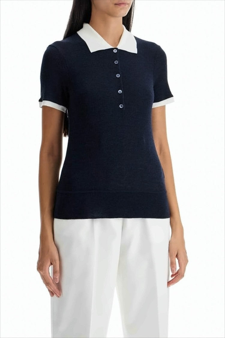 Thom Browne Short-Sleeved Wool Polo Shirt With Contrasting Details