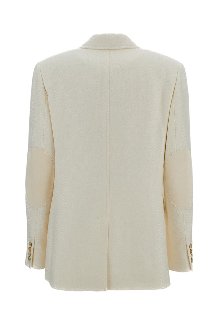 Ralph Lauren Collection White Preston Ii Herringbone Wool Blazer
