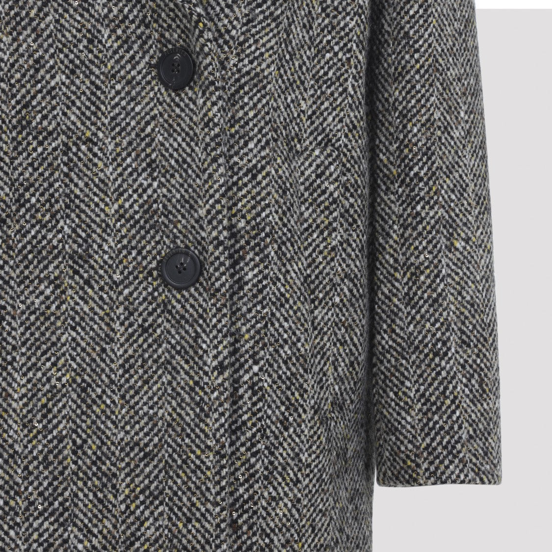 Peserico Textured Herringbone Mid-Length Coat With Notched Lapel