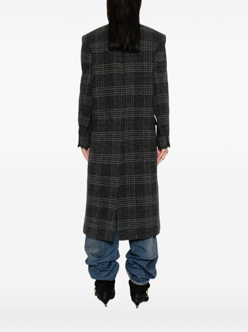 Isabel Marant Étoile Double-Breasted Grey Plaid Coat With Structured Silhouette